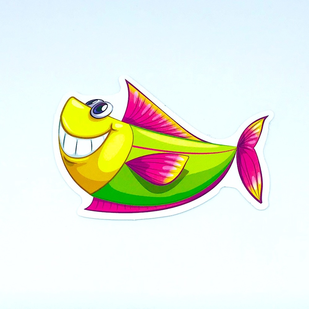 Bold color Tropical Ocean Water Fish Cartoon Style Single Sticker Waterproof NEW